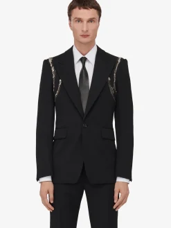 Men's Crystal Harness Single-breasted Jacket in ><noscript><img width=