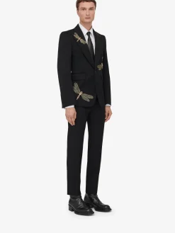 Men's Dragonfly Applique Single-breasted Jacket in ><noscript><img width=