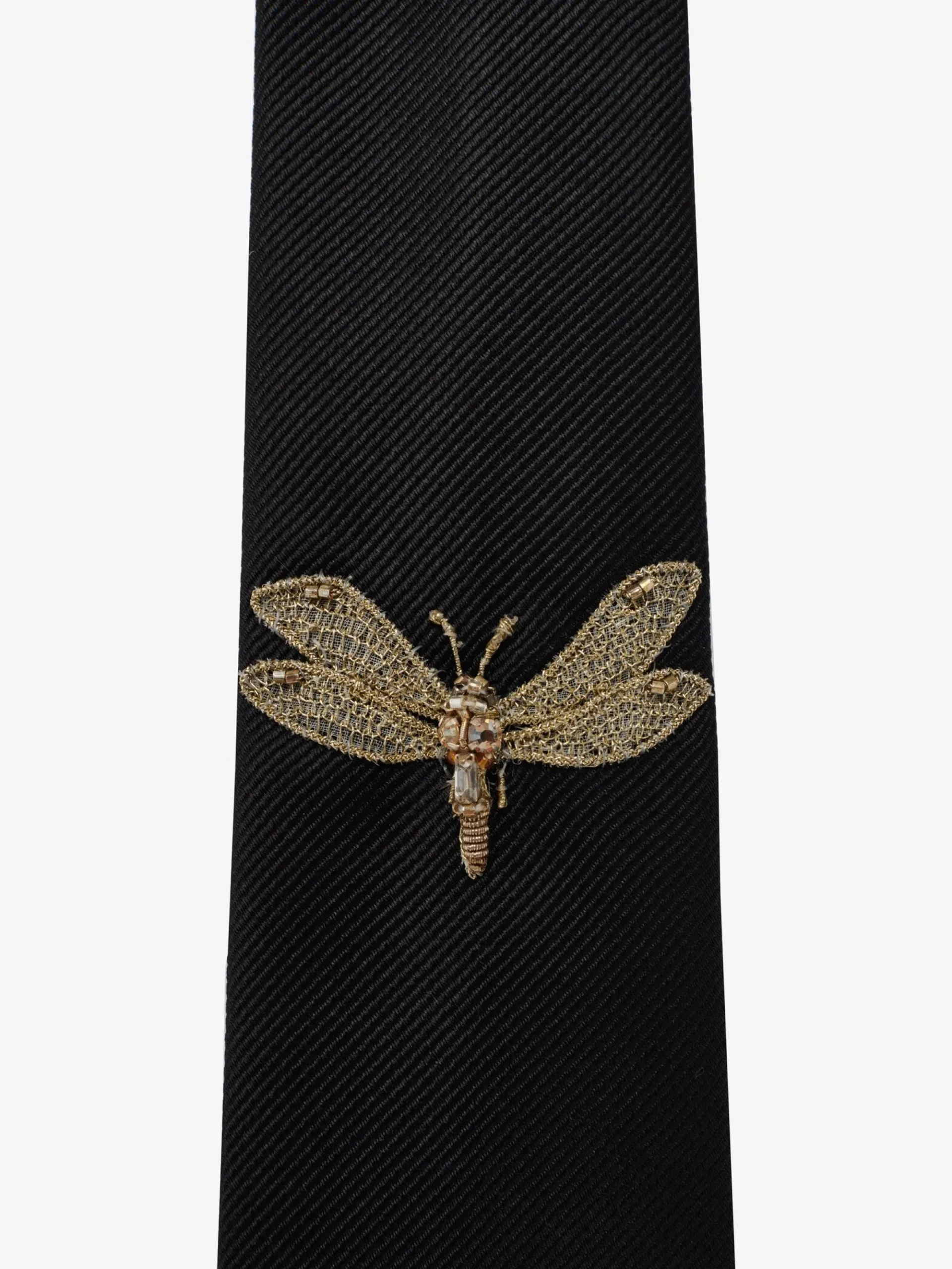 Men's Dragonfly Applique Tie in >Alexander McQueen Best