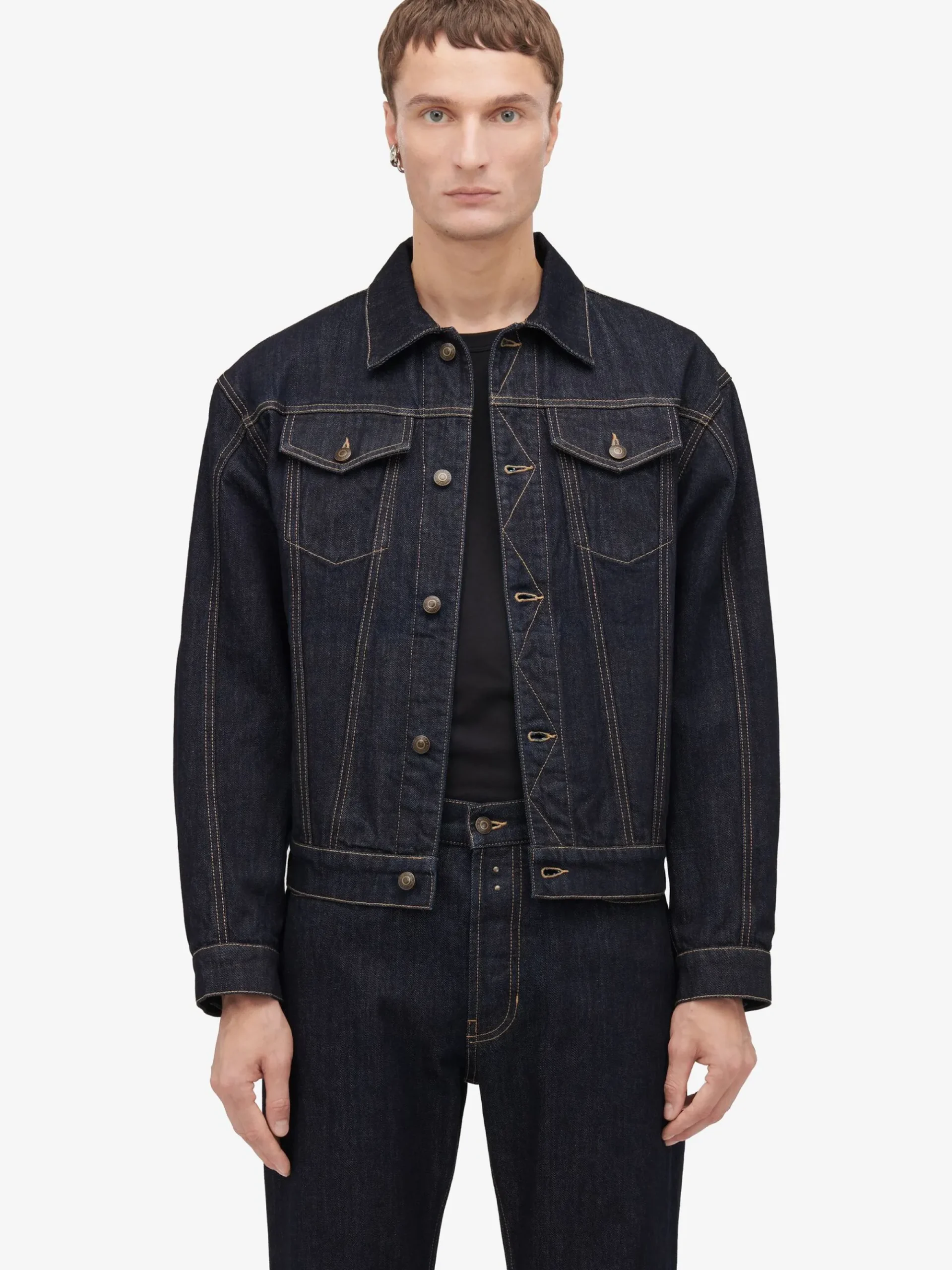 Men's Dropped Shoulder Denim Jacket in >Alexander McQueen Hot