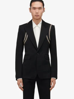 Men's Embroidered Harness Single-breasted Jacket in ><noscript><img width=