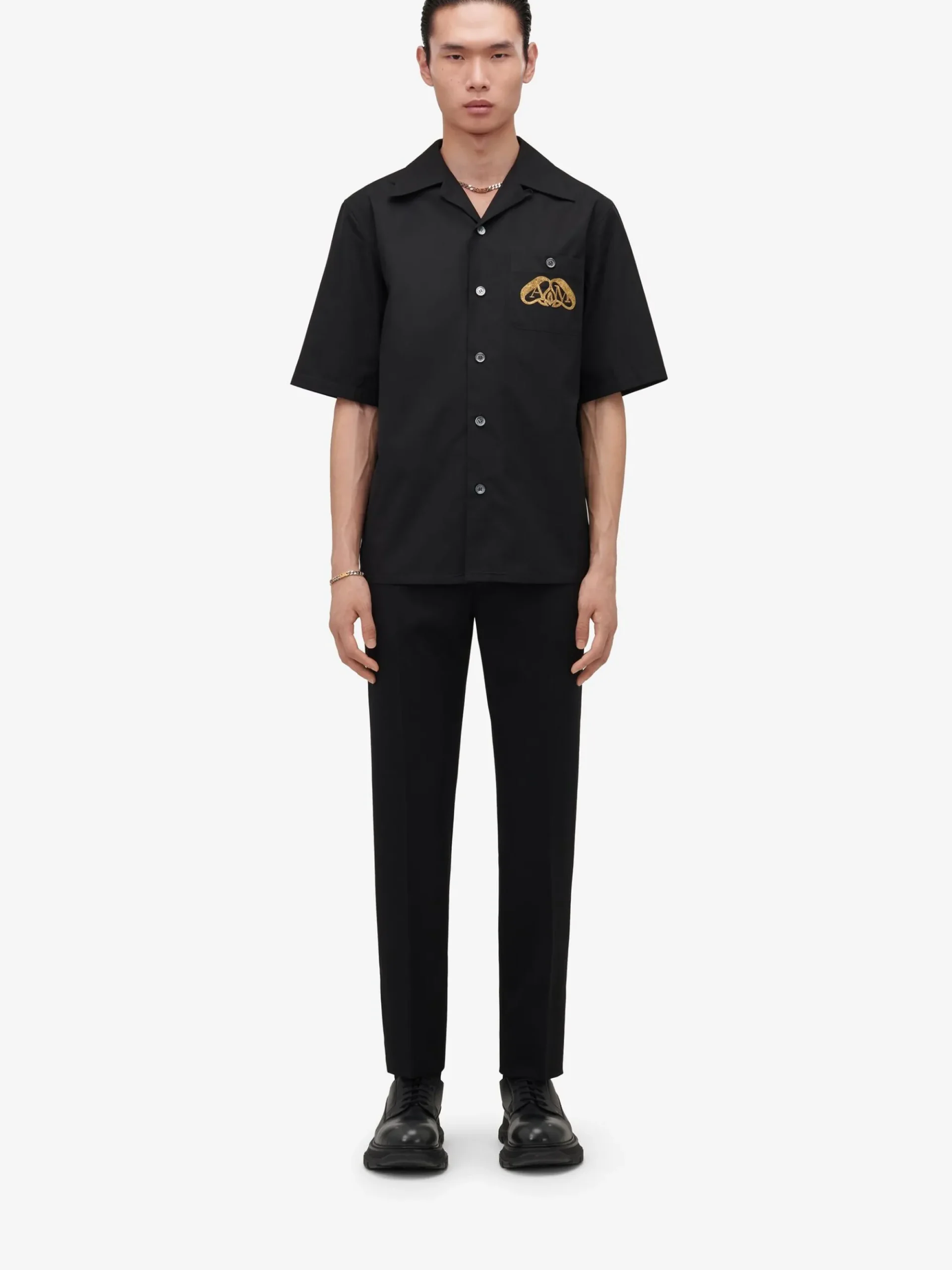 Men's Embroidered Hawaiian Shirt in >Alexander McQueen Best Sale