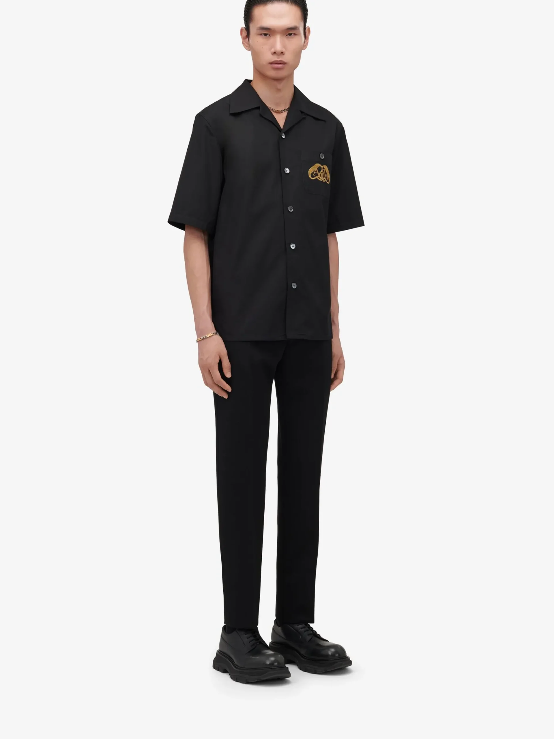 Men's Embroidered Hawaiian Shirt in >Alexander McQueen Best Sale