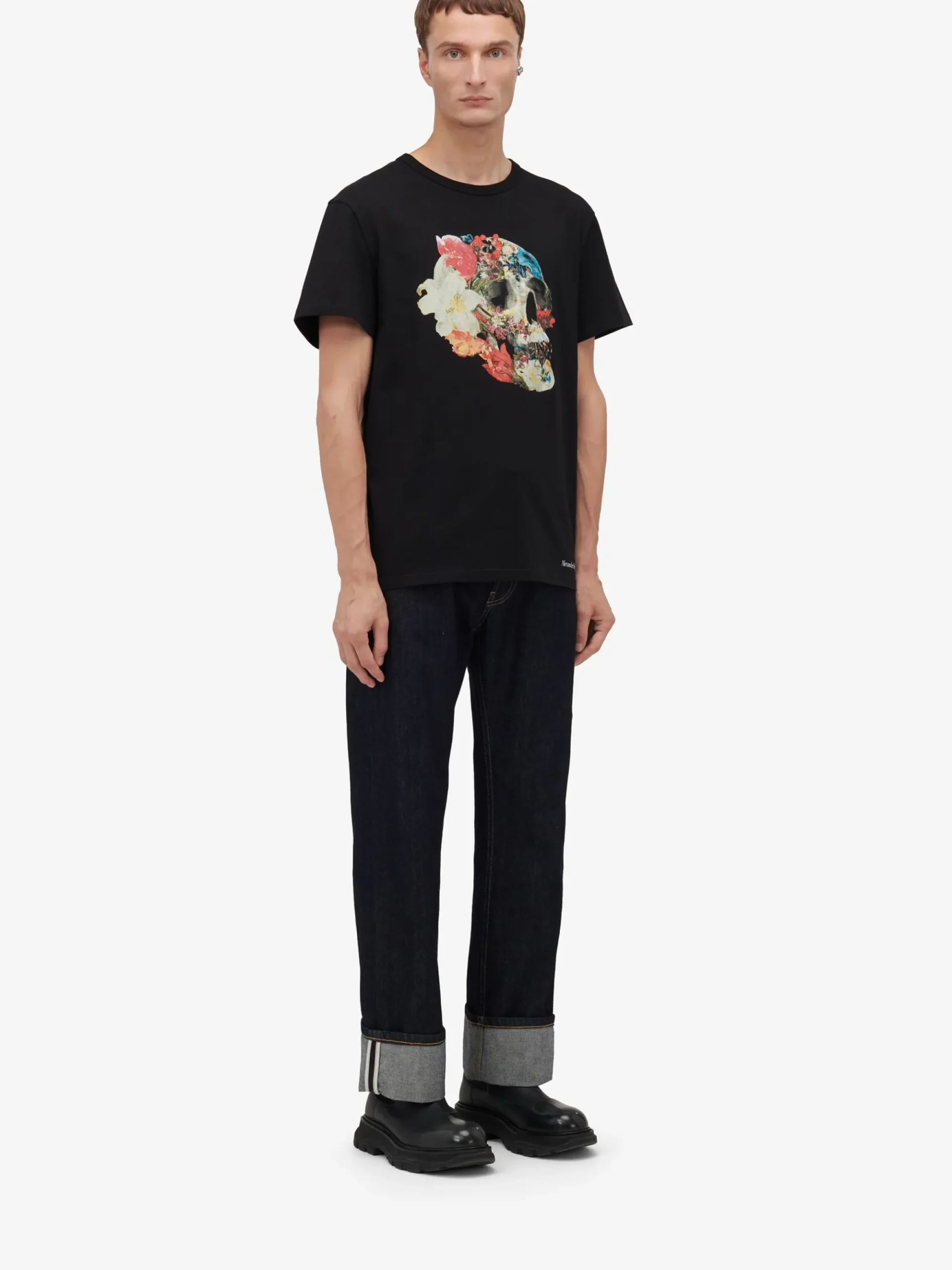 Men's Floral Skull T-shirt in >Alexander McQueen Discount