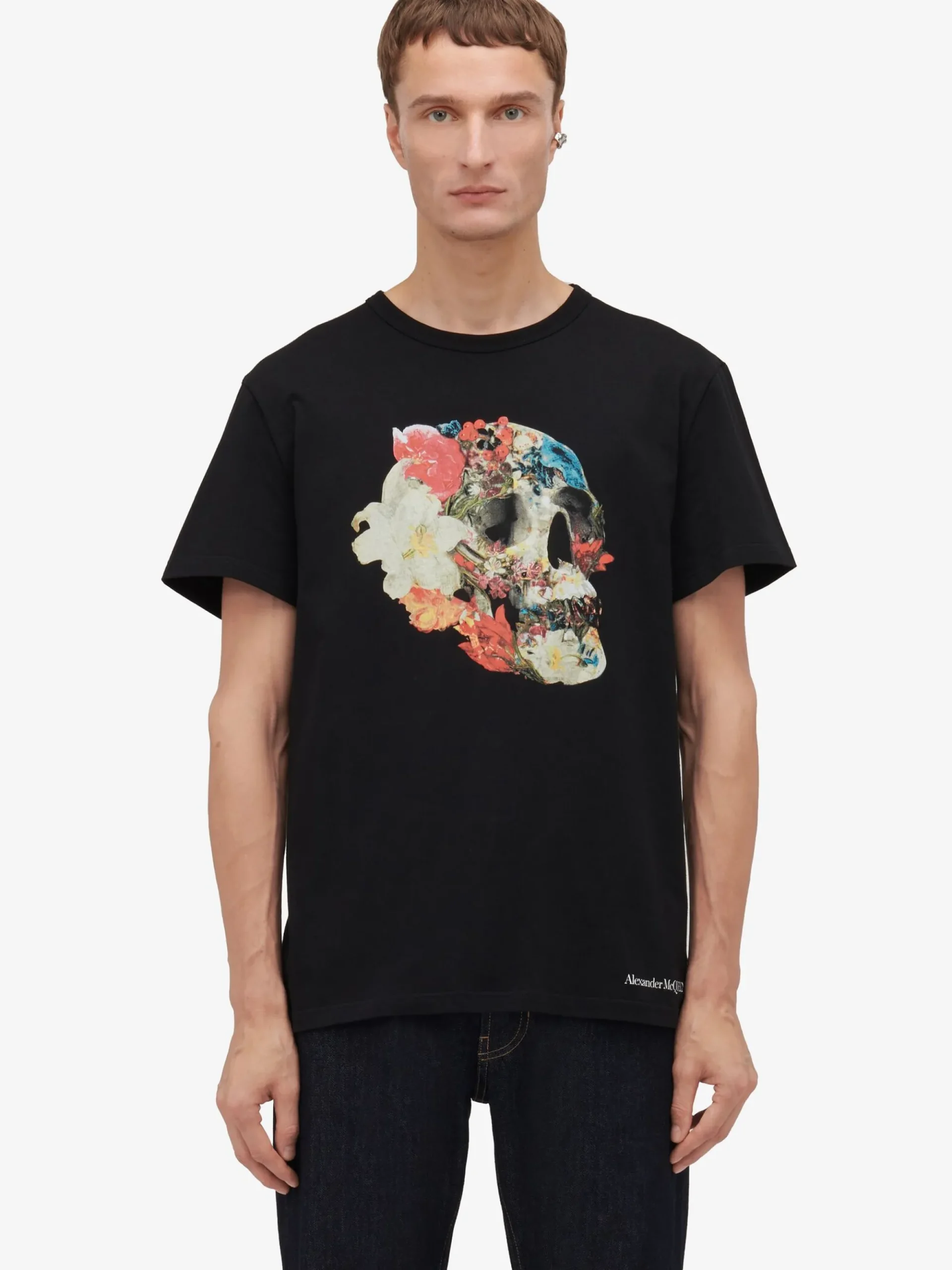 Men's Floral Skull T-shirt in >Alexander McQueen Discount