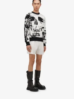 Men's Fold Skull Jacquard Jumper in ><noscript><img width=