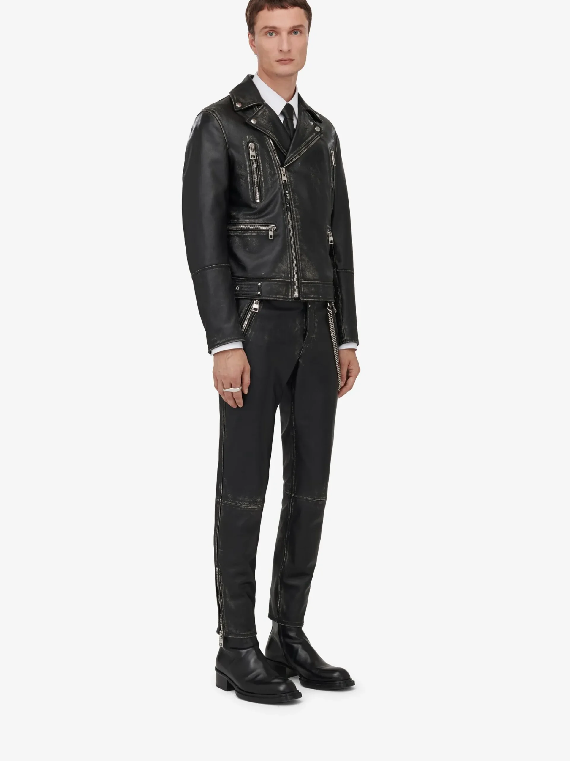 Men's Leather Biker Jacket in >Alexander McQueen Cheap