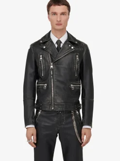 Men's Leather Biker Jacket in ><noscript><img width=