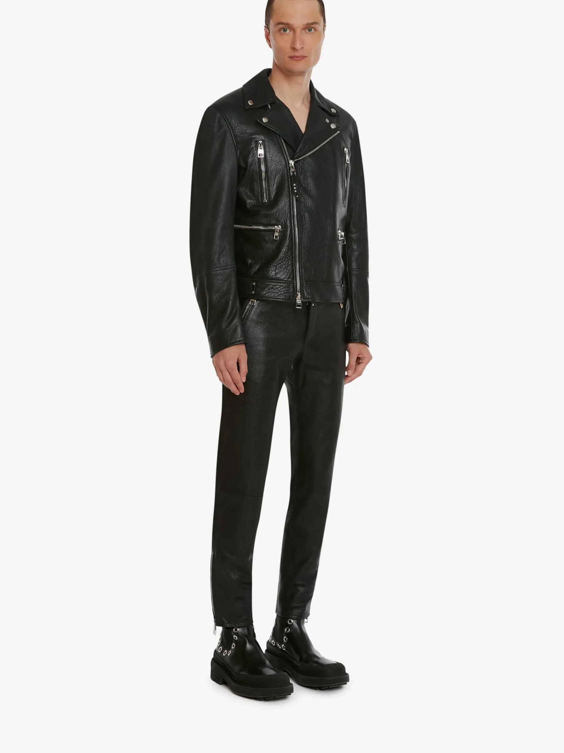 Men's McQueen Classic Leather Biker Jacket in >Alexander McQueen Online