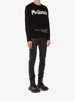 Men's McQueen Graffiti Crew Neck Sweater in ><noscript><img width=