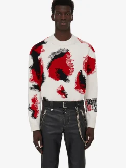Men's Obscured Skull Intarsia Jumper in ><noscript><img width=