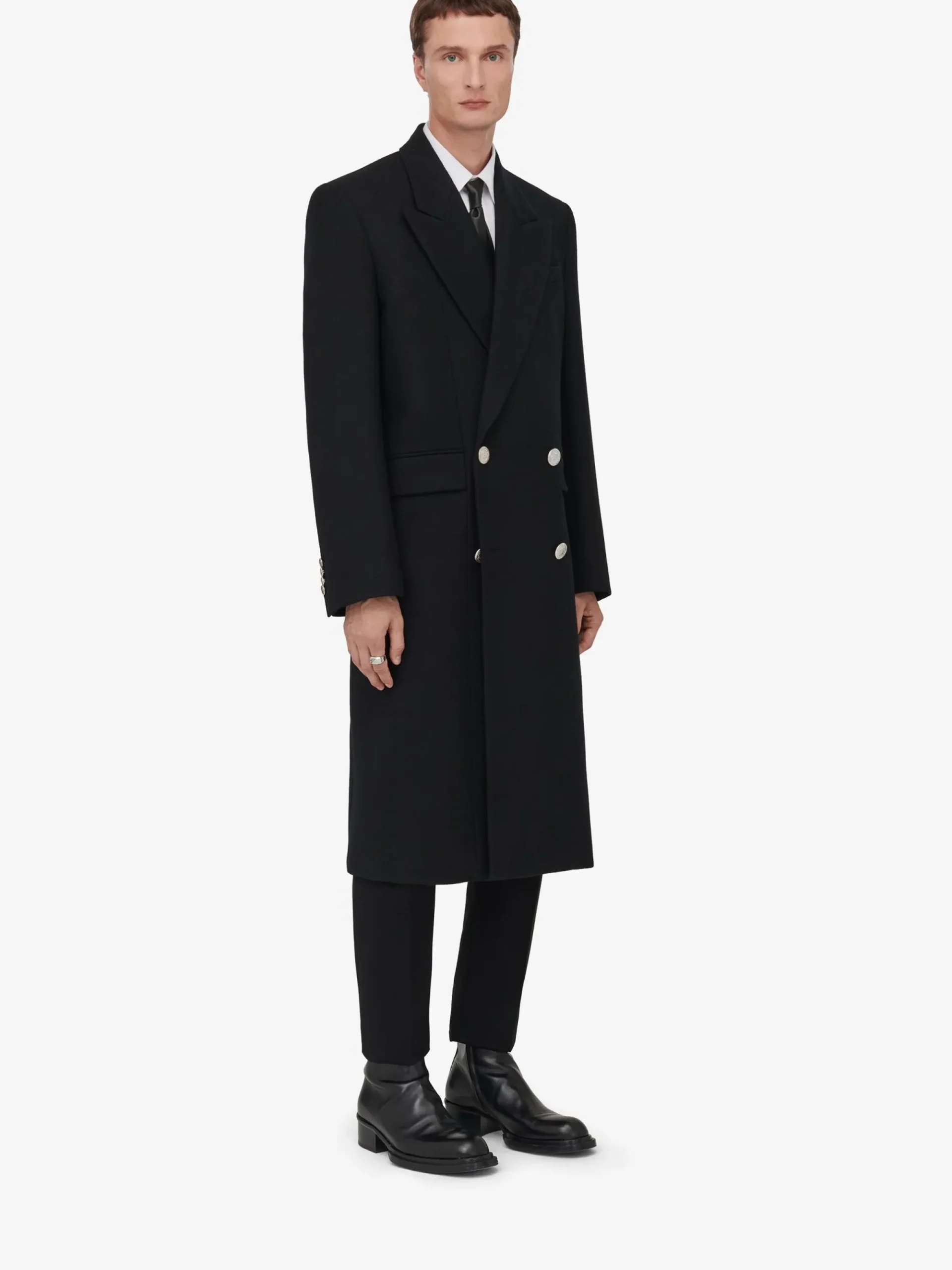 Men's Peak Lapel Double-breasted Coat in >Alexander McQueen Discount