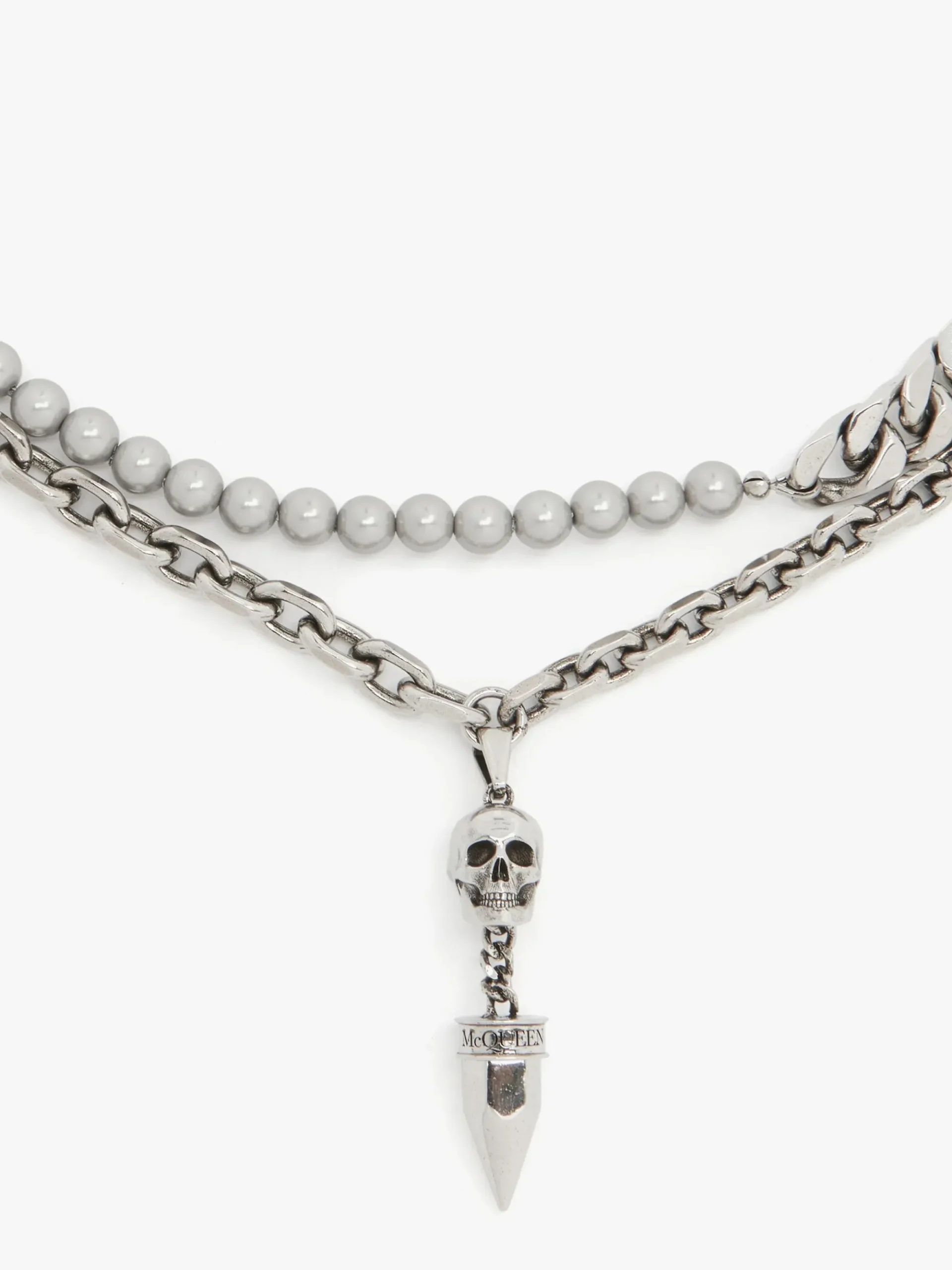 Men's Pearl And Skull Stud Necklace in >Alexander McQueen Best