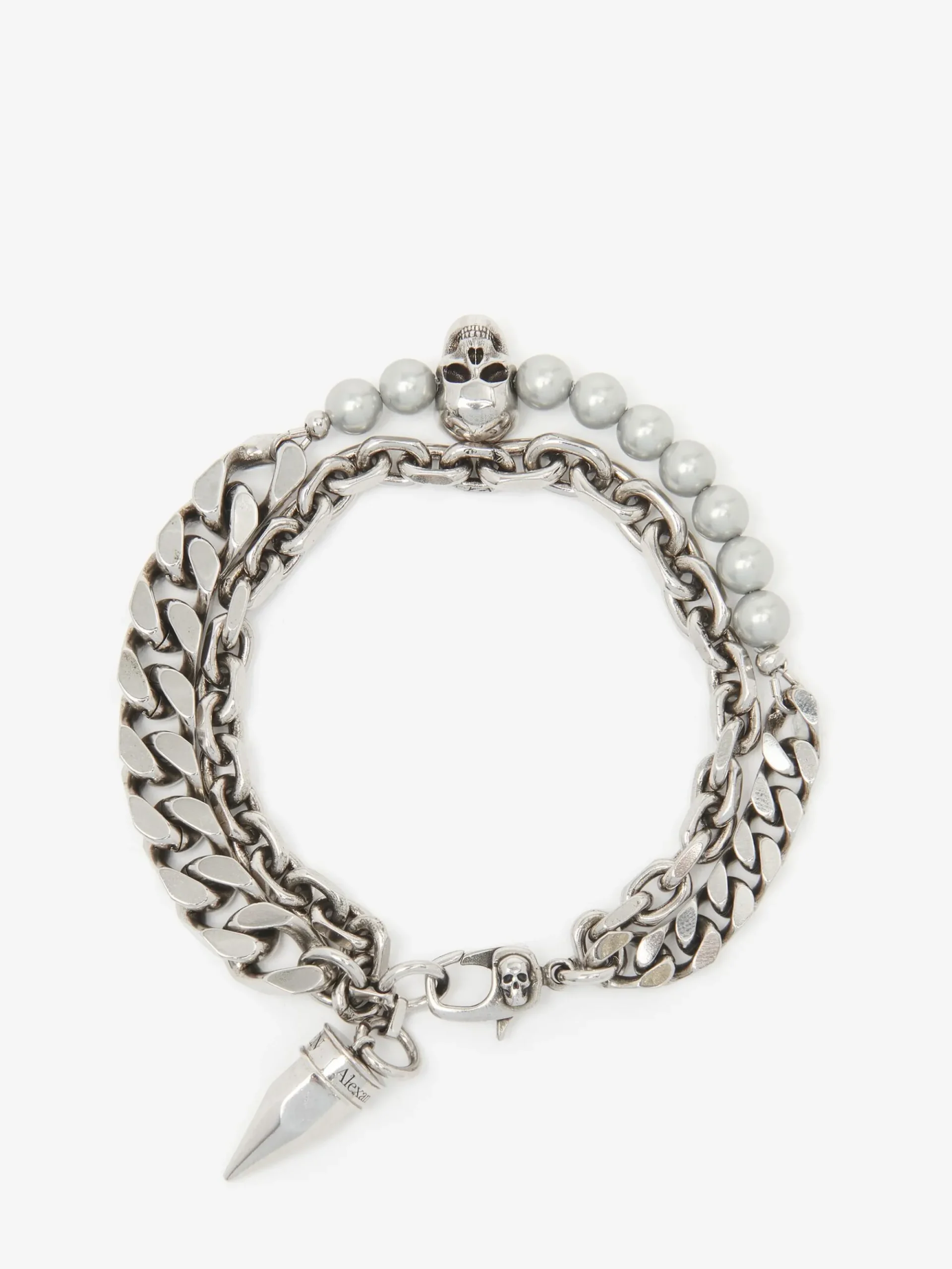 Men's Pearl And Skull Stud Bracelet in >Alexander McQueen Cheap