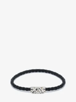 Men's Seal Logo Leather Bracelet in >Alexander McQueen Outlet