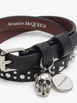 Men's Skull Double Wrap Bracelet in ><noscript><img width=