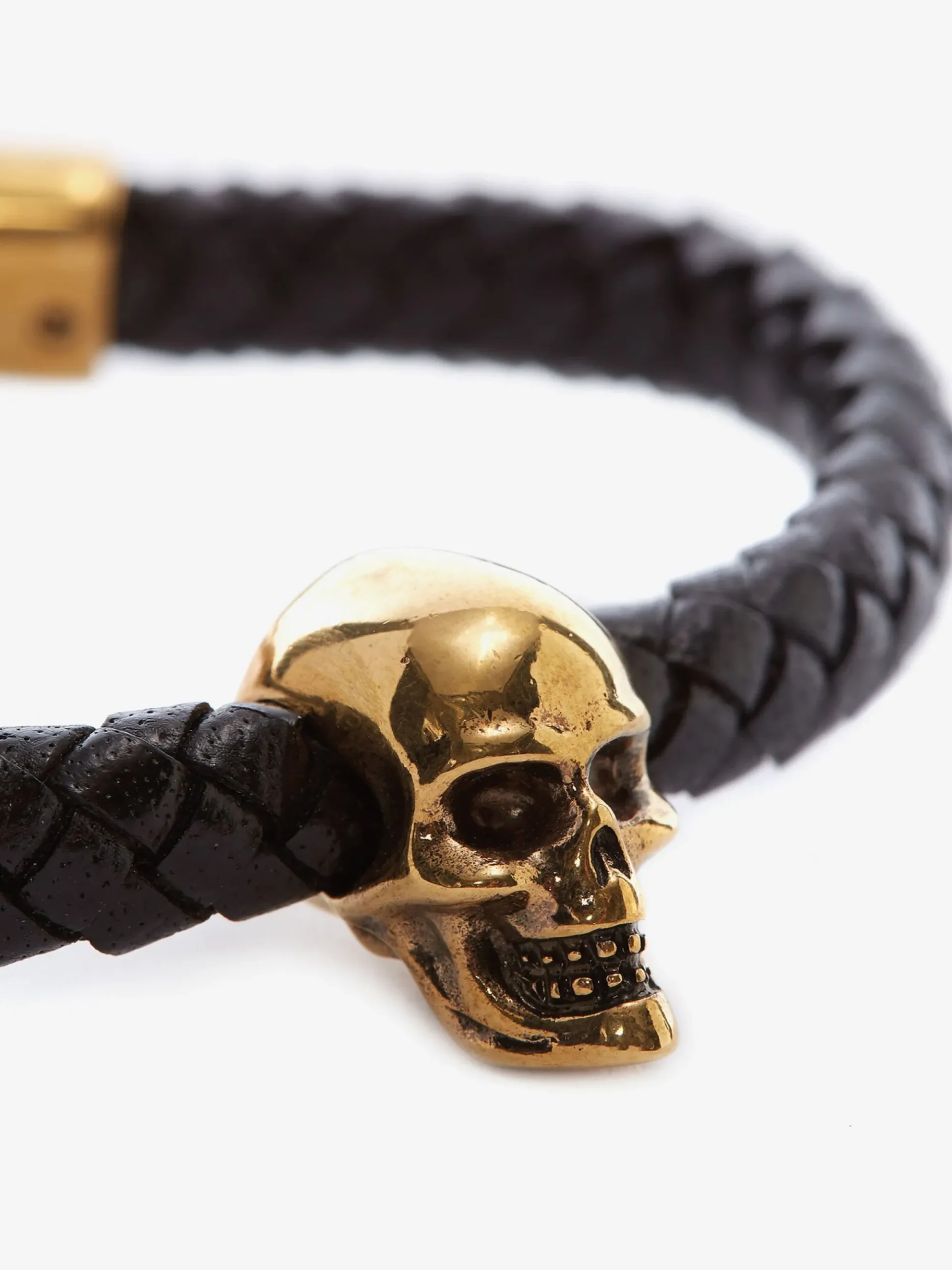 Men's Skull Leather Bracelet in >Alexander McQueen New