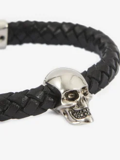 Men's Skull Leather Bracelet in ><noscript><img width=