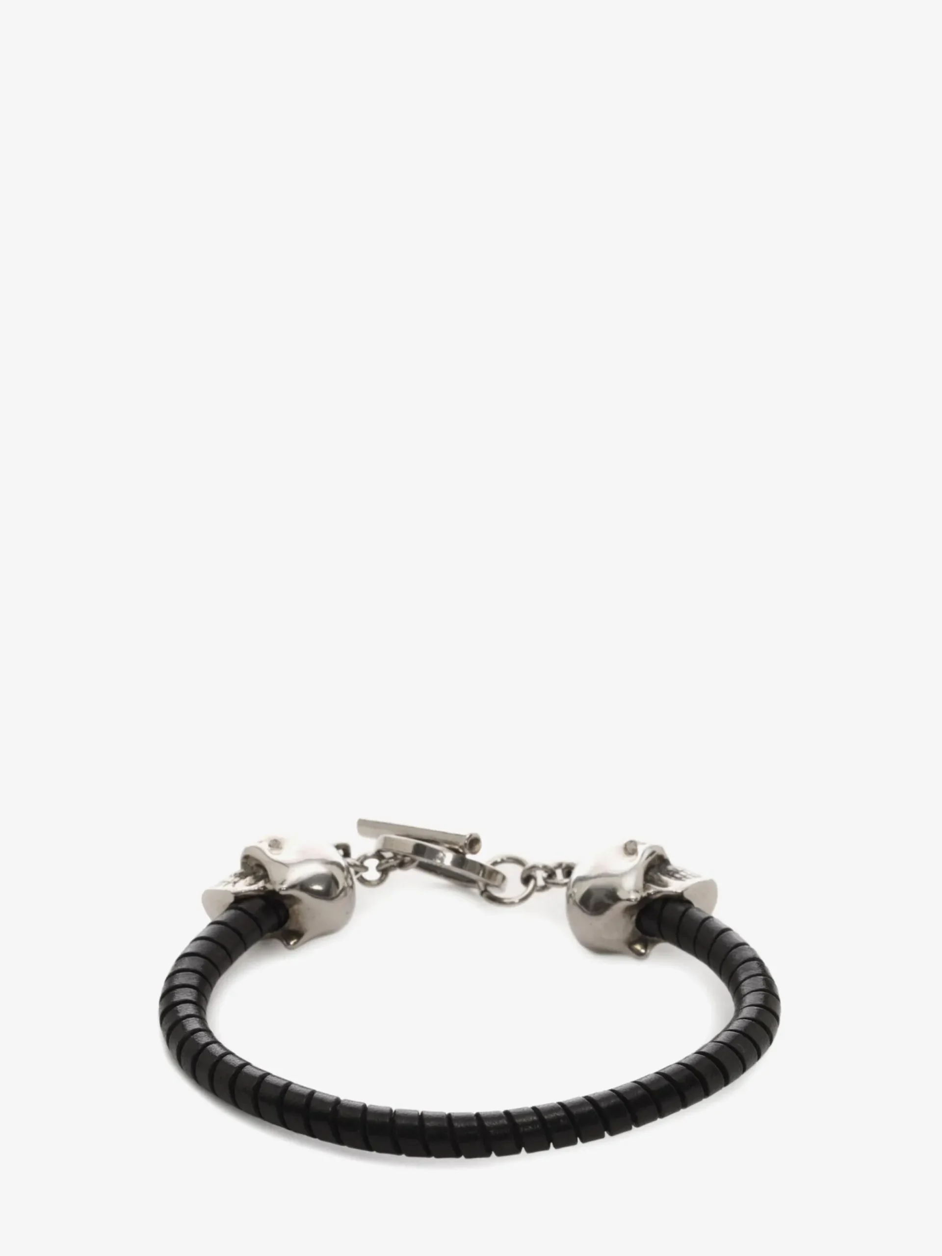 Men's Skull Leather Bracelet in >Alexander McQueen Outlet