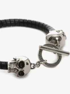 Men's Skull Leather Bracelet in ><noscript><img width=