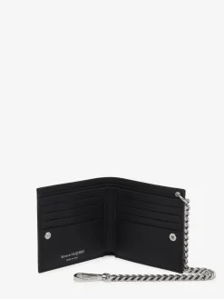 Men's Studded Billfold Wallet With Chain in >Alexander McQueen Fashion