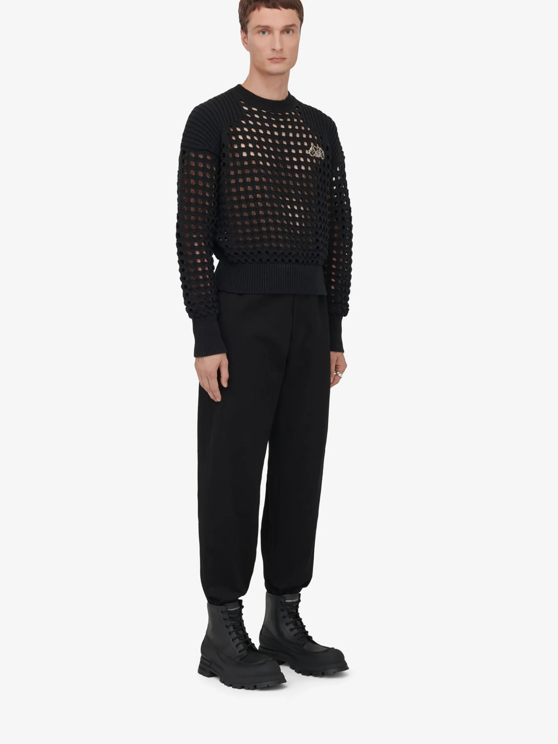 Men's Textured Mesh Jumper in >Alexander McQueen Online
