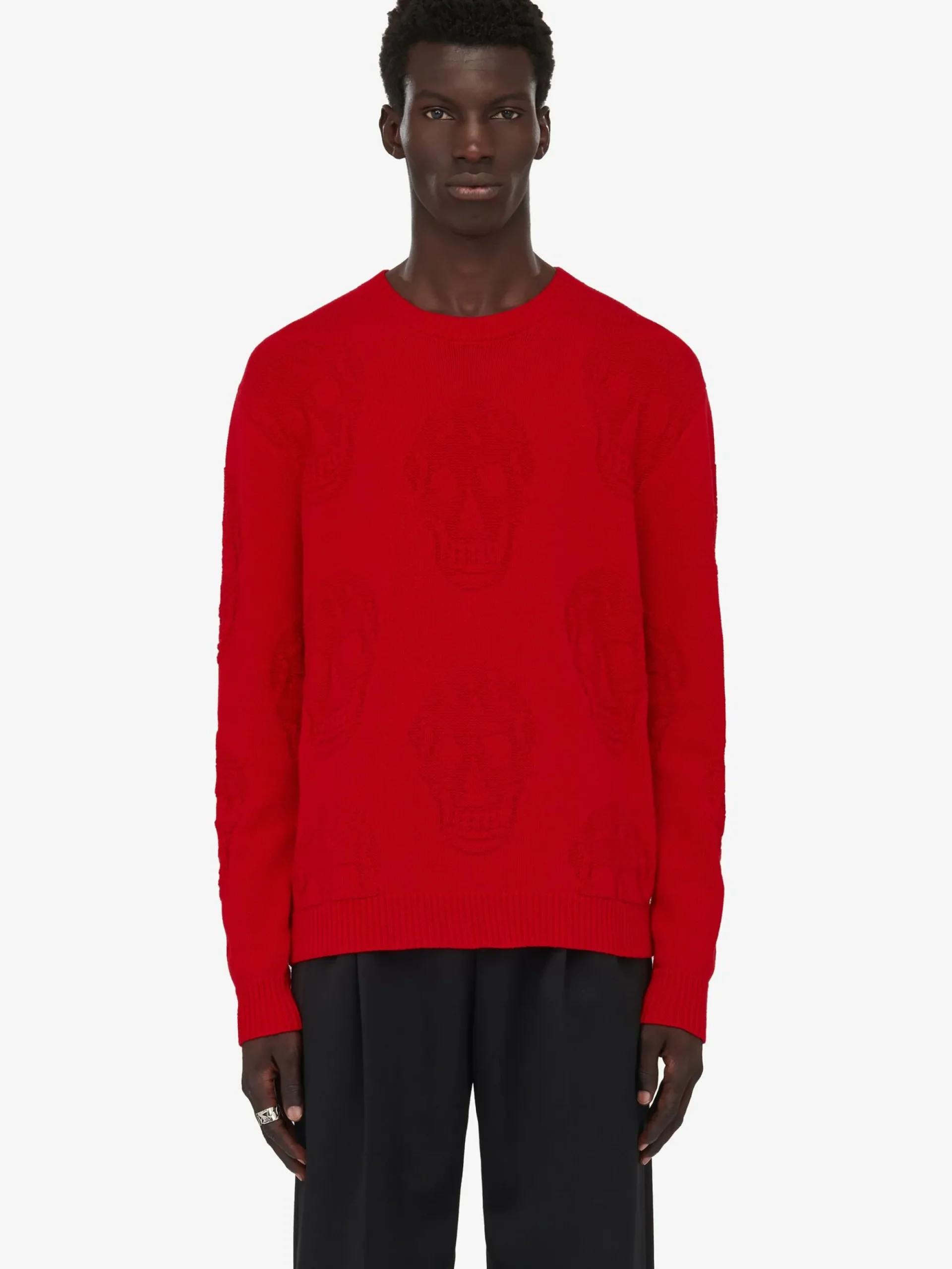 Men's Textured Skull Jumper in >Alexander McQueen Best Sale