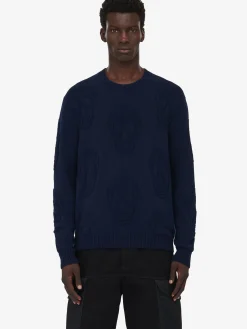 Men's Textured Skull Jumper in ><noscript><img width=