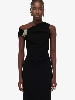 Women's Asymmetric Crystal Knot Evening Dress in ><noscript><img width=