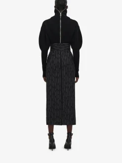 Women's Broken Pinstripe Pencil Skirt in ><noscript><img width=