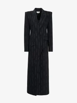 Women's Broken Pinstripe Tailored Coat in >Alexander McQueen Shop