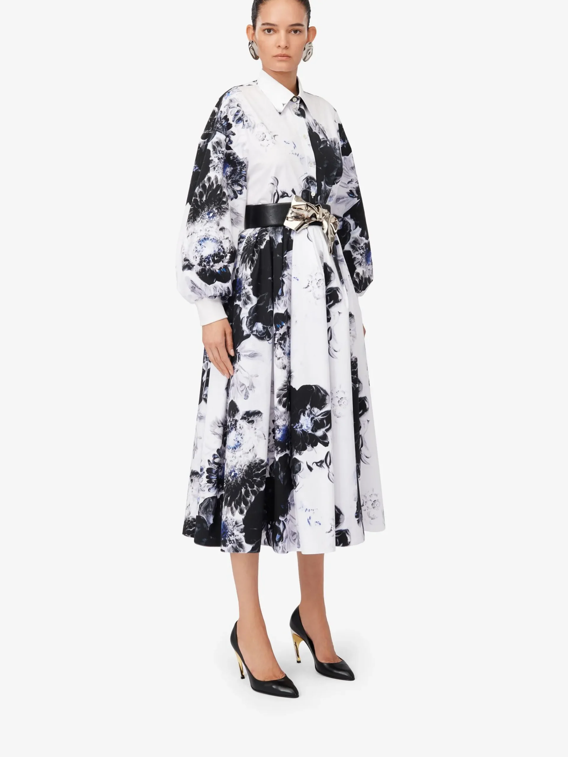 Women's Chiaroscuro Pleated Midi Skirt in >Alexander McQueen Cheap