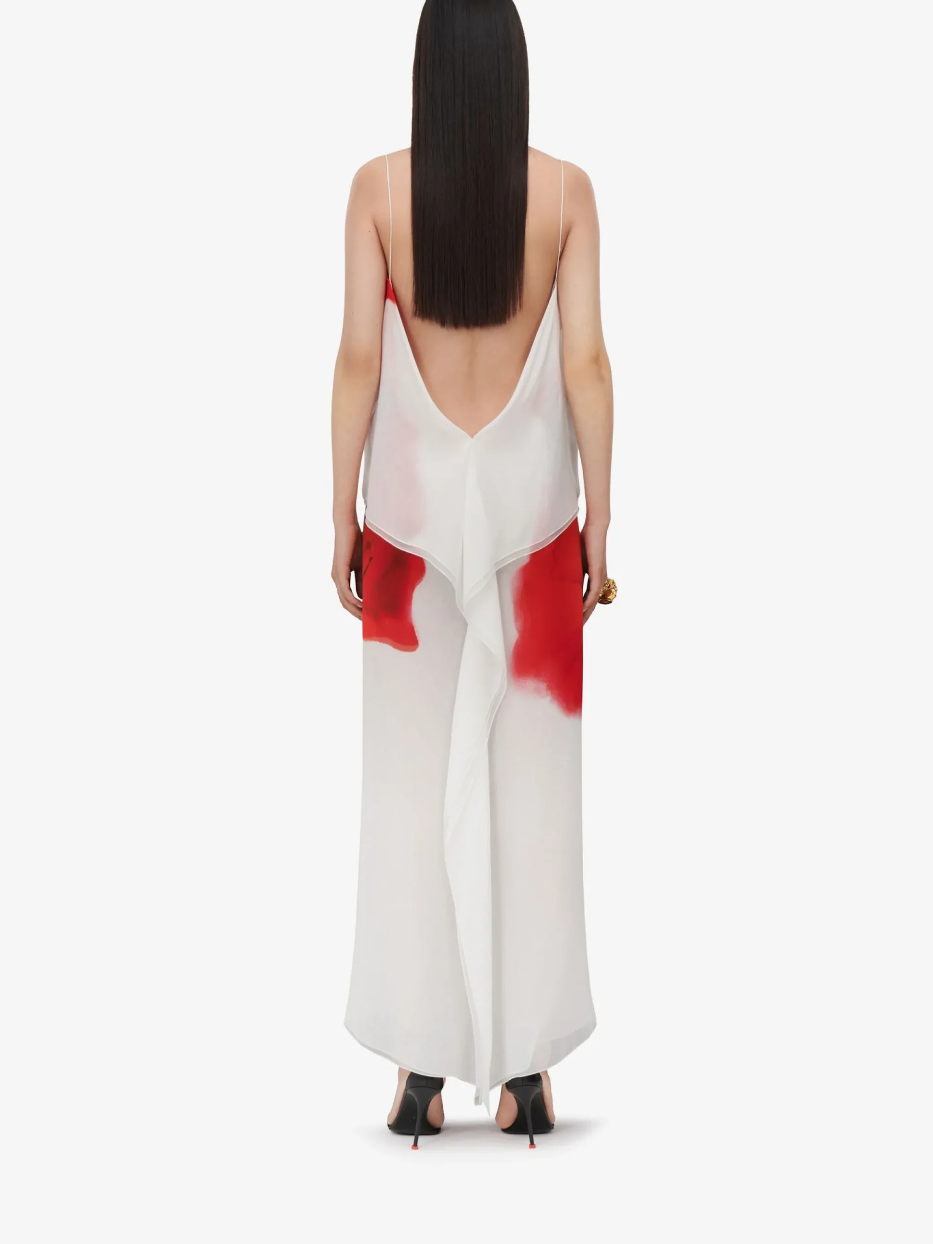 Women's Chiffon Bleeding Rose Slip Dress in >Alexander McQueen Outlet