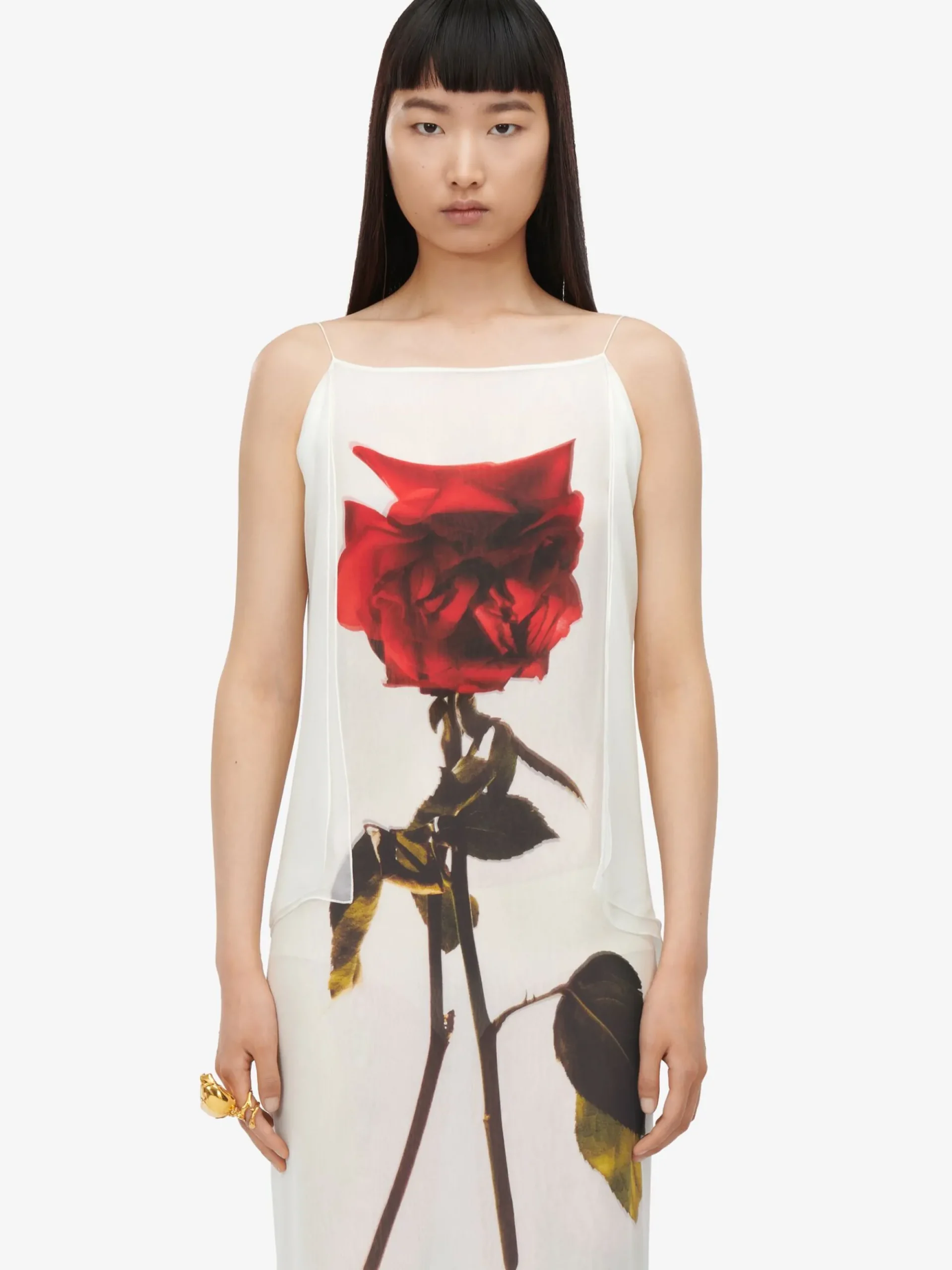 Women's Chiffon Shadow Rose Slip Dress in >Alexander McQueen Cheap