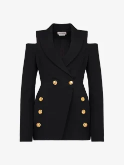 Women's Cut-out Double-breasted Military Jacket in >Alexander McQueen Shop