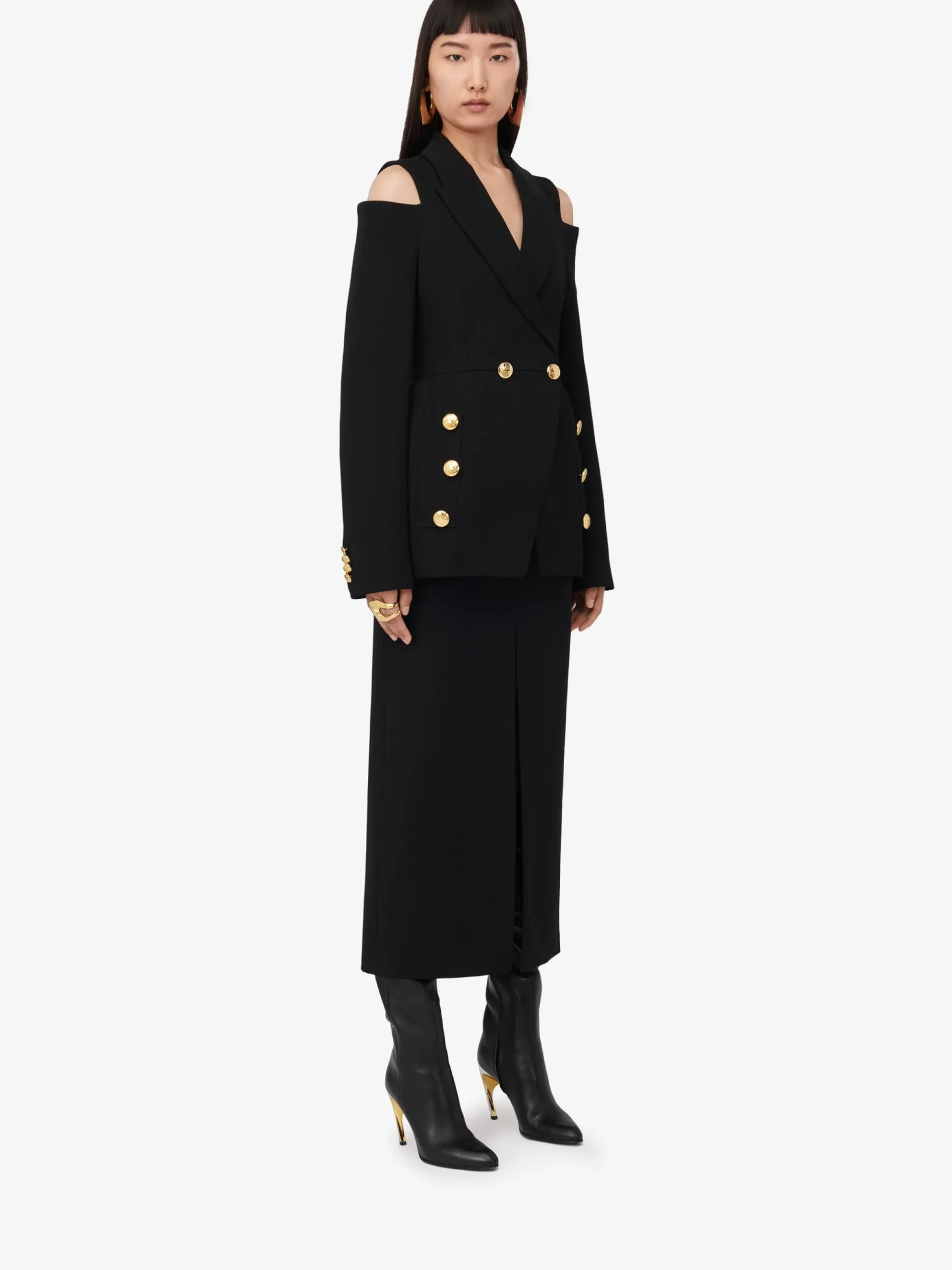 Women's Cut-out Double-breasted Military Jacket in >Alexander McQueen Shop
