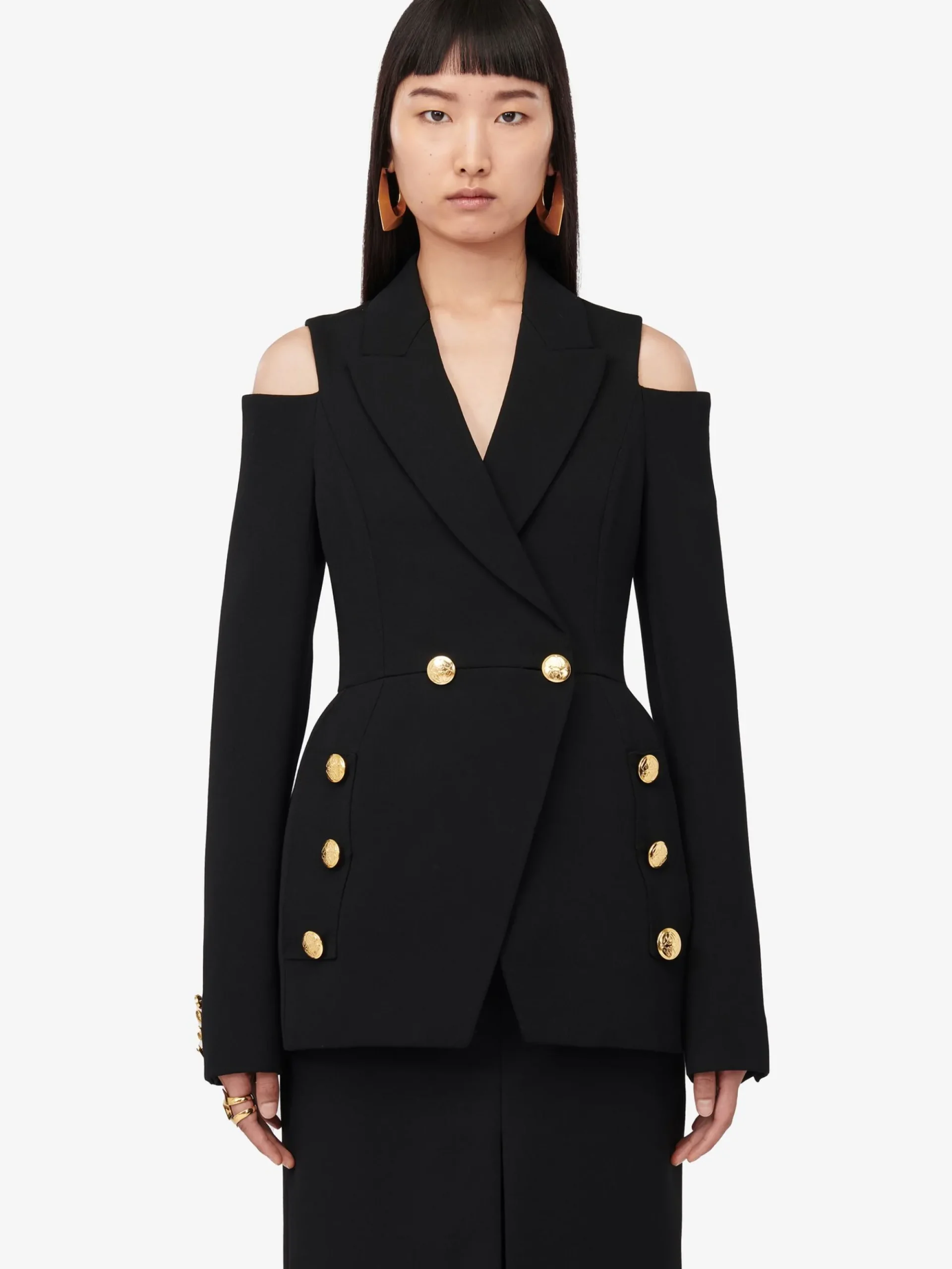 Women's Cut-out Double-breasted Military Jacket in >Alexander McQueen Shop