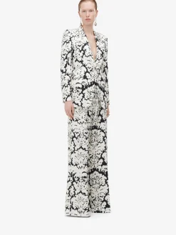 Women's Damask Double Pleat Wide Leg Trousers in ><noscript><img width=