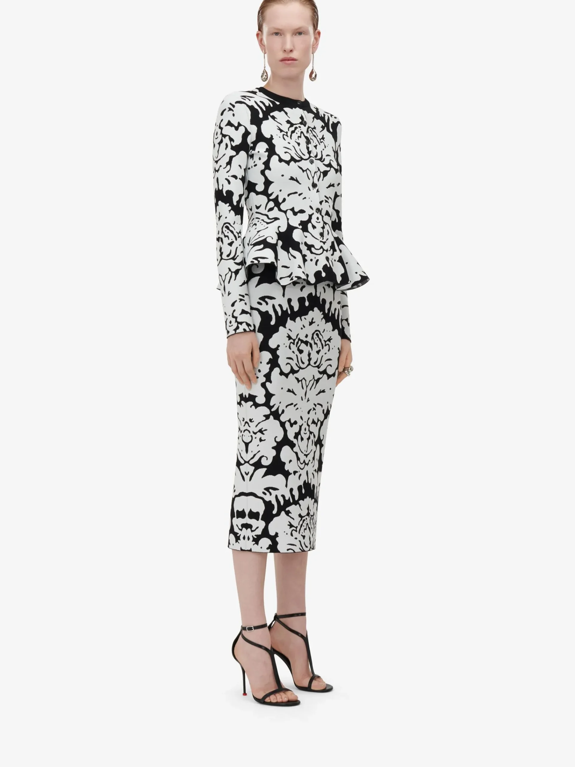 Women's Damask Jacquard Pencil Skirt in >Alexander McQueen Outlet
