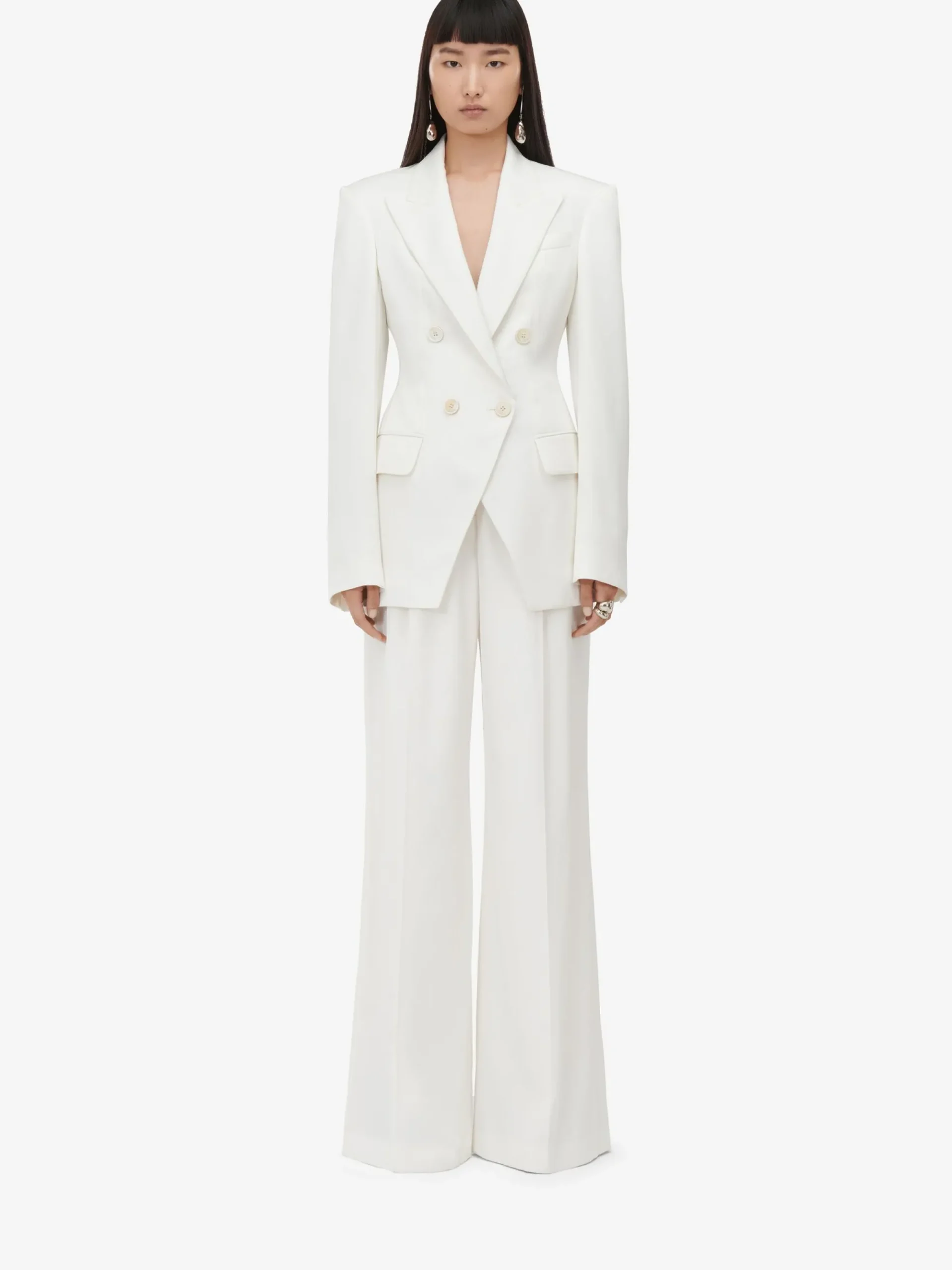 Women's Double Pleat Wide Leg Trousers in >Alexander McQueen Hot