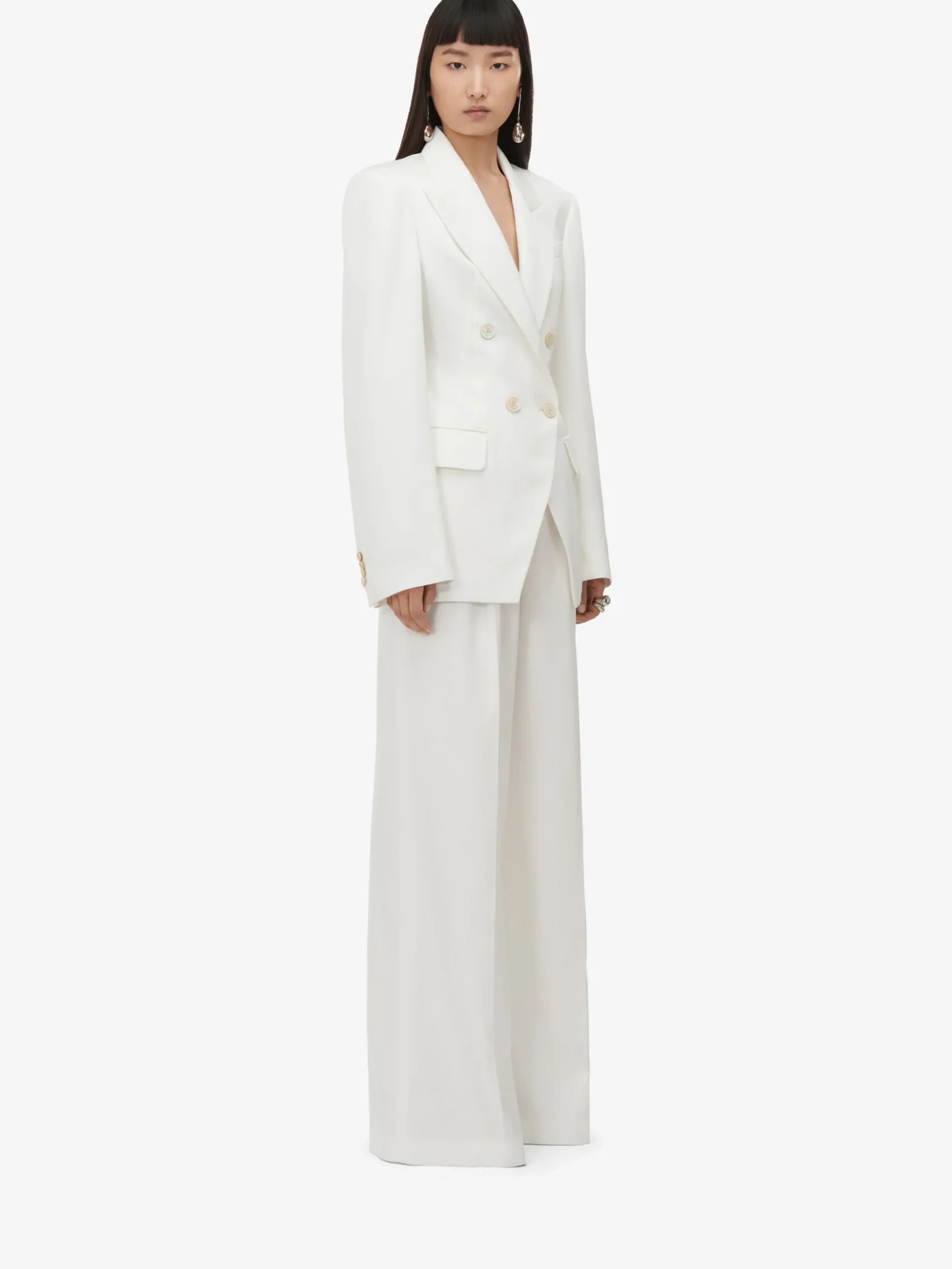 Women's Double Pleat Wide Leg Trousers in >Alexander McQueen Hot