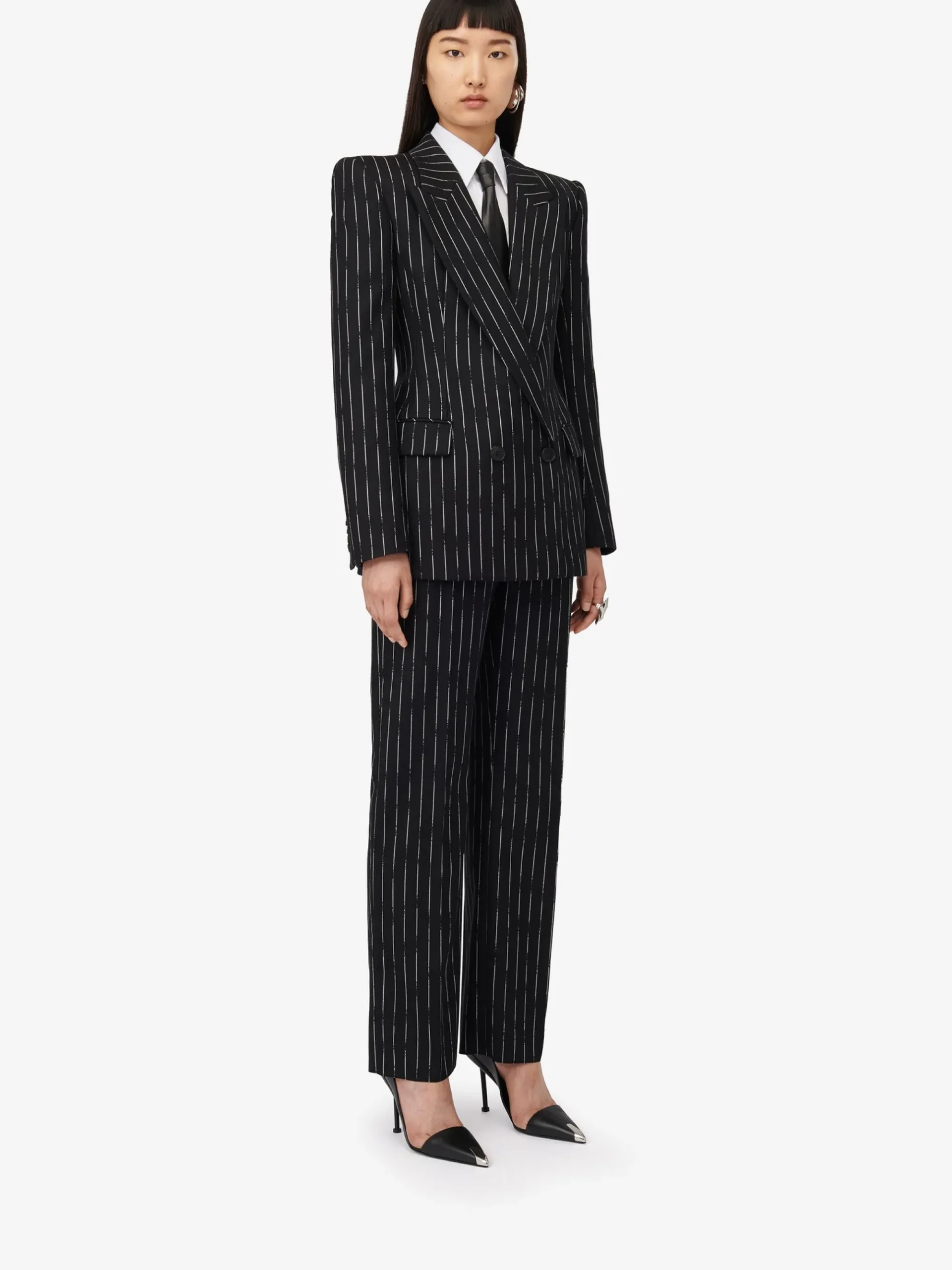 Women's Double Pleat Wide Leg Trousers in >Alexander McQueen Outlet