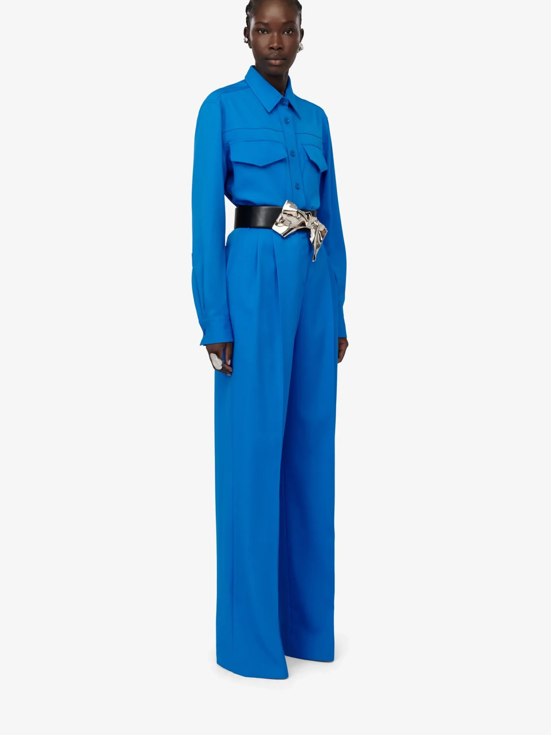 Women's Double Pleat Wide Leg Trousers in >Alexander McQueen Outlet