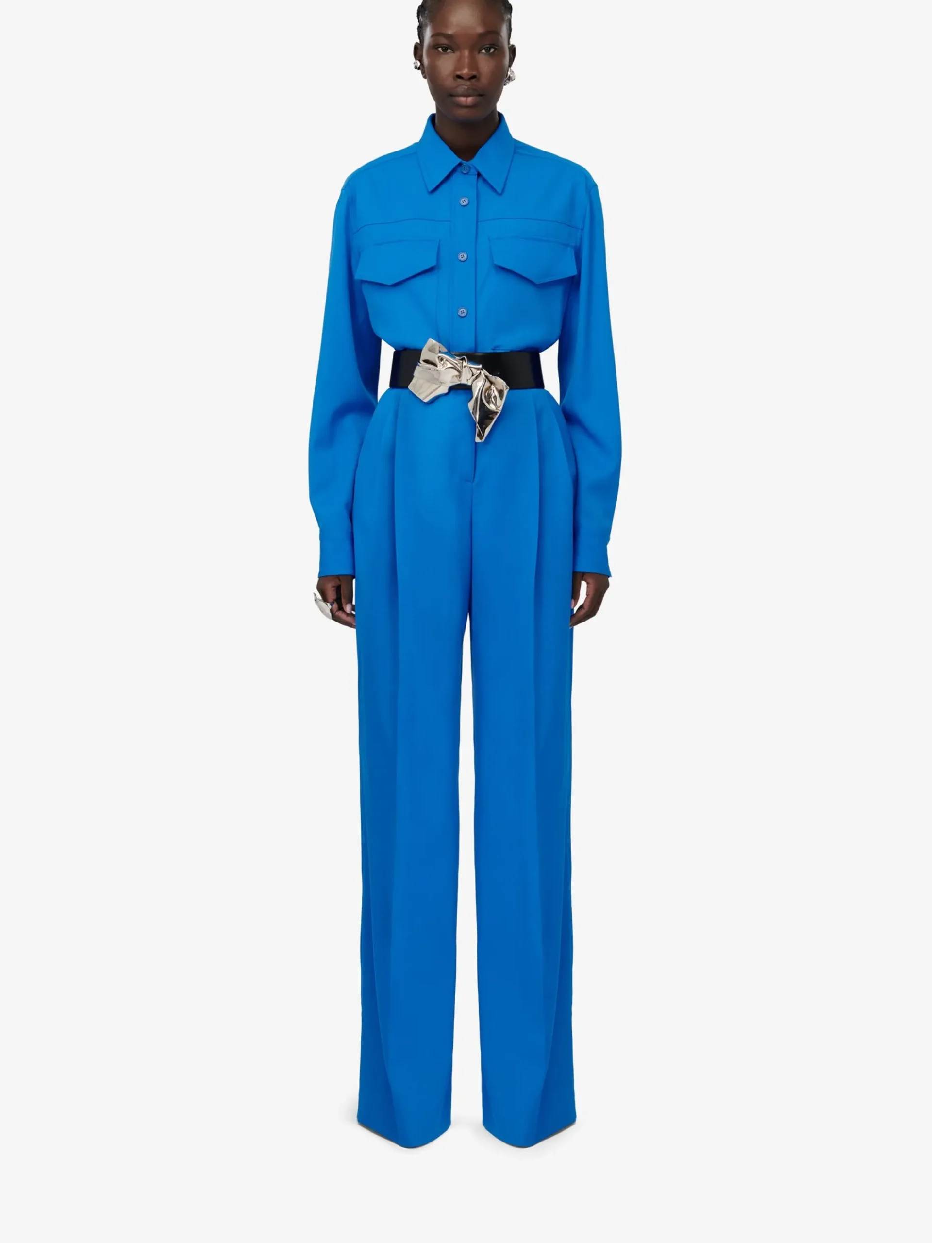 Women's Double Pleat Wide Leg Trousers in >Alexander McQueen Outlet
