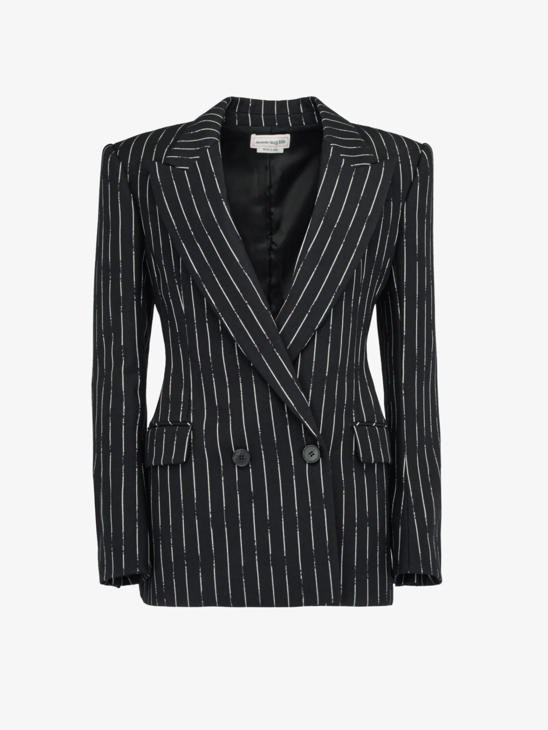 Women's Double-breasted Broken Pinstripe Jacket in >Alexander McQueen Clearance