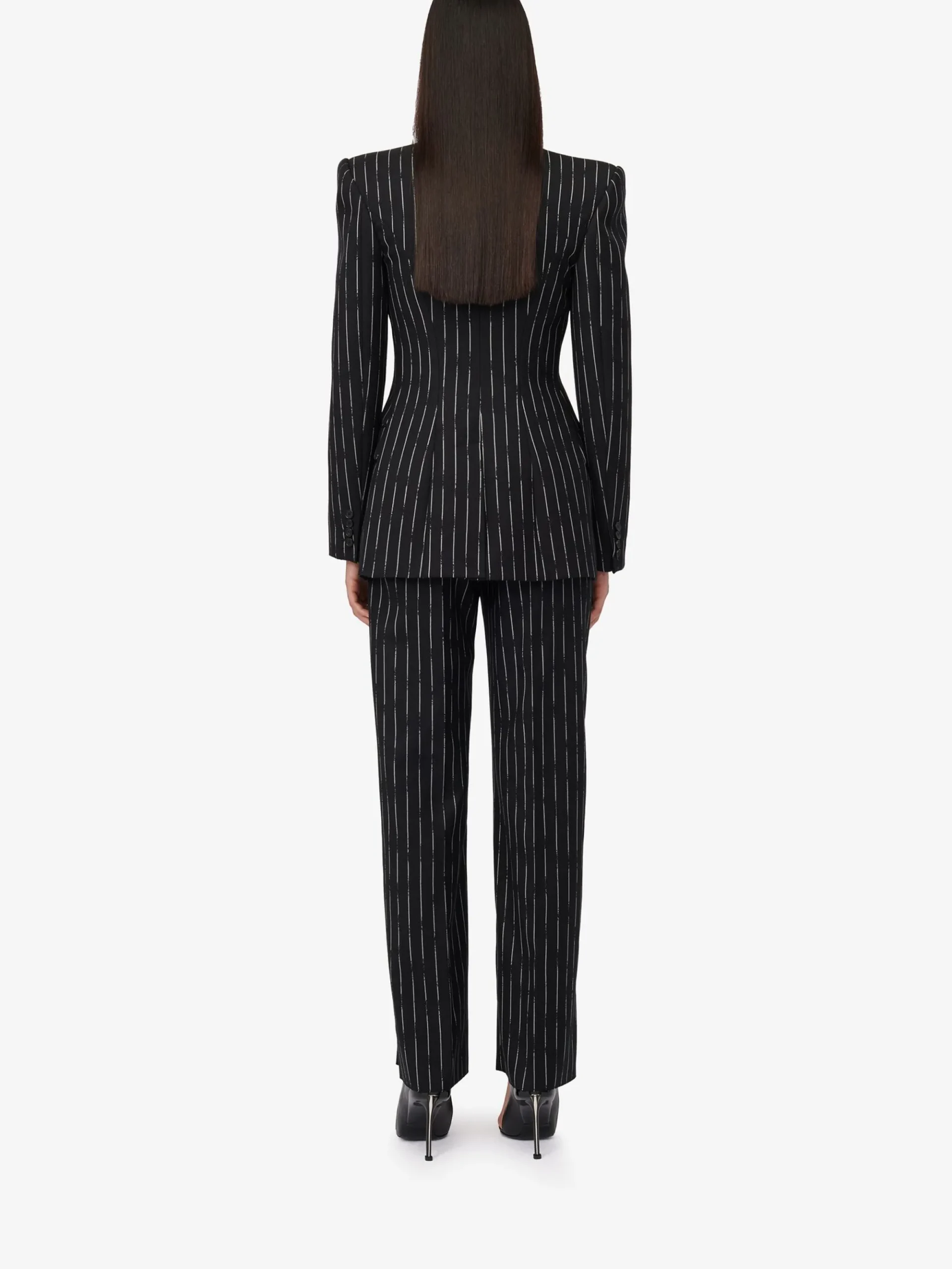 Women's Double-breasted Broken Pinstripe Jacket in >Alexander McQueen Clearance