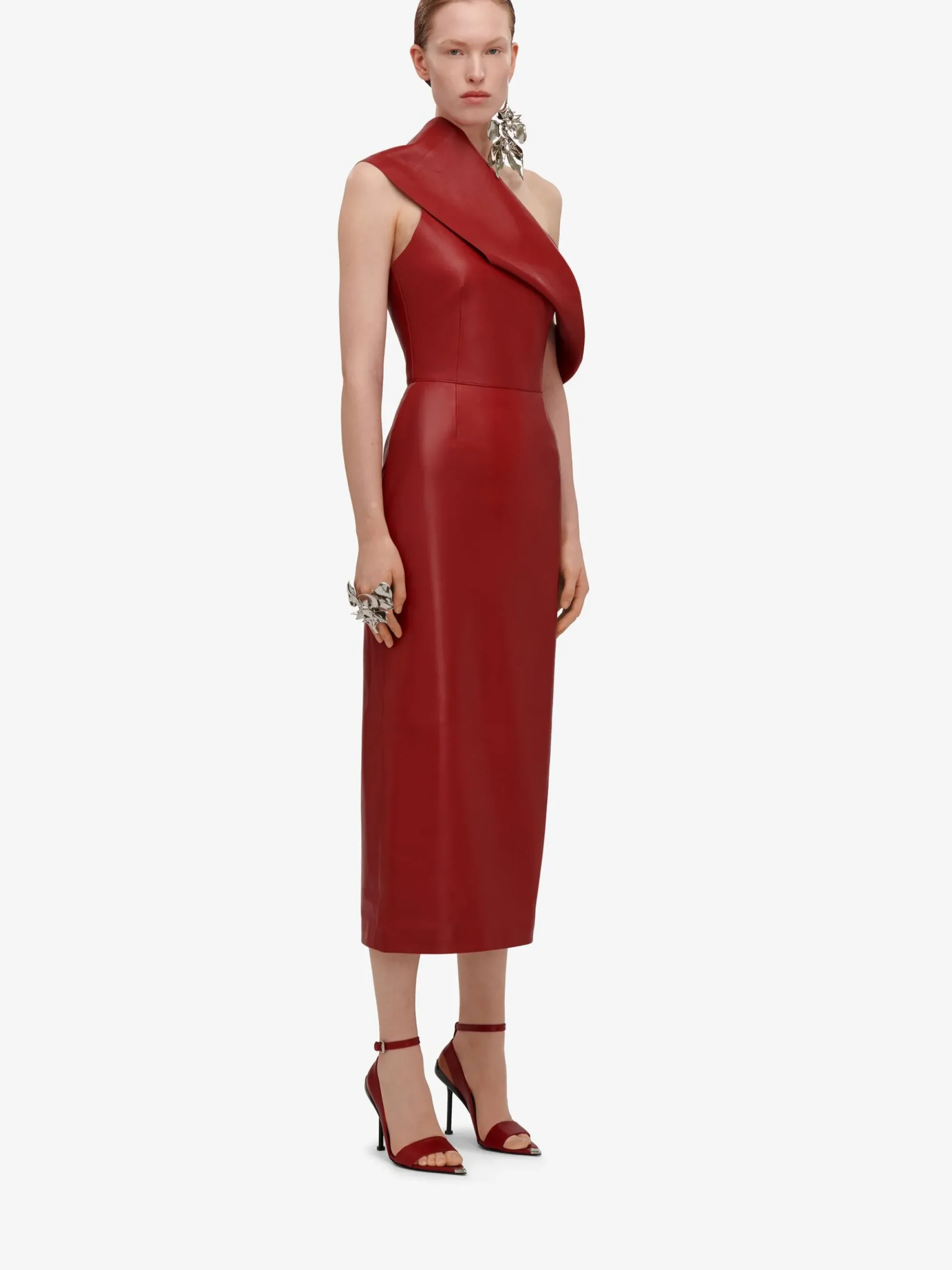 Women's Drape Leather Dress in >Alexander McQueen Fashion