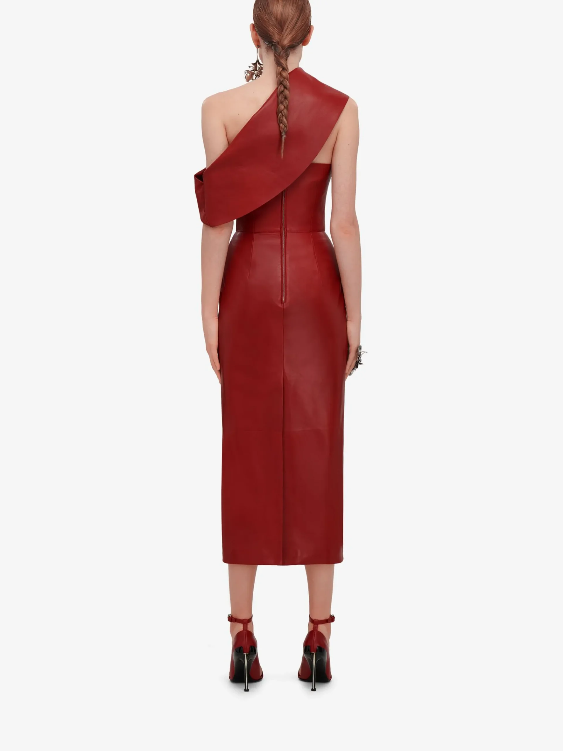 Women's Drape Leather Dress in >Alexander McQueen Fashion