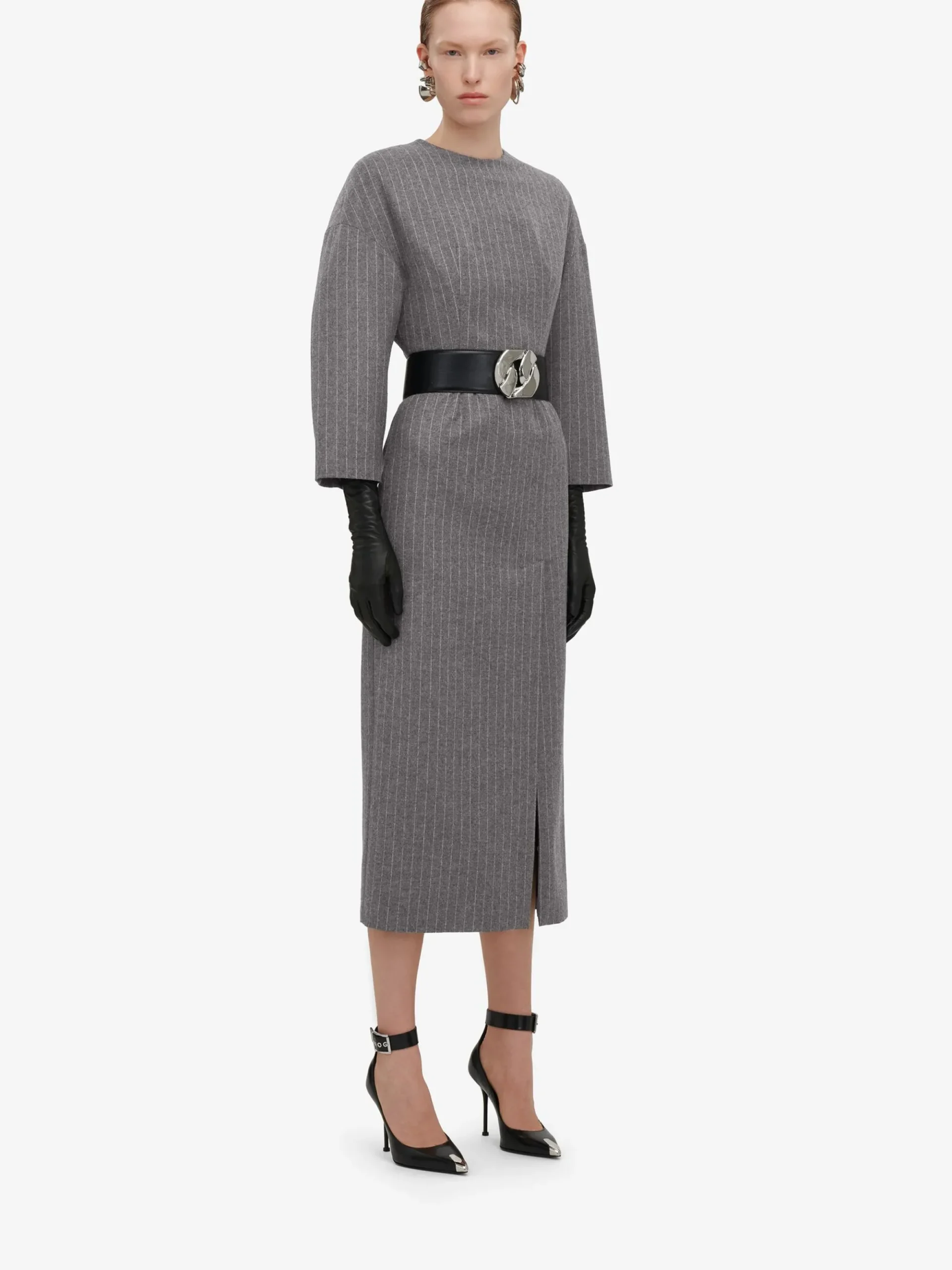 Women's Dropped Shoulder Pencil Dress in >Alexander McQueen Fashion