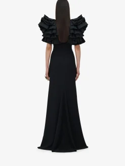 Women's Exploded Shoulder Evening Dress in ><noscript><img width=